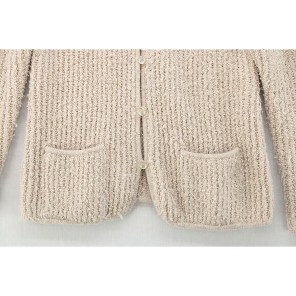 VTG May Co Sweater Cardigan Women's M Beige Boho Buttons Grandmacore Old Money - Picture 2 of 8